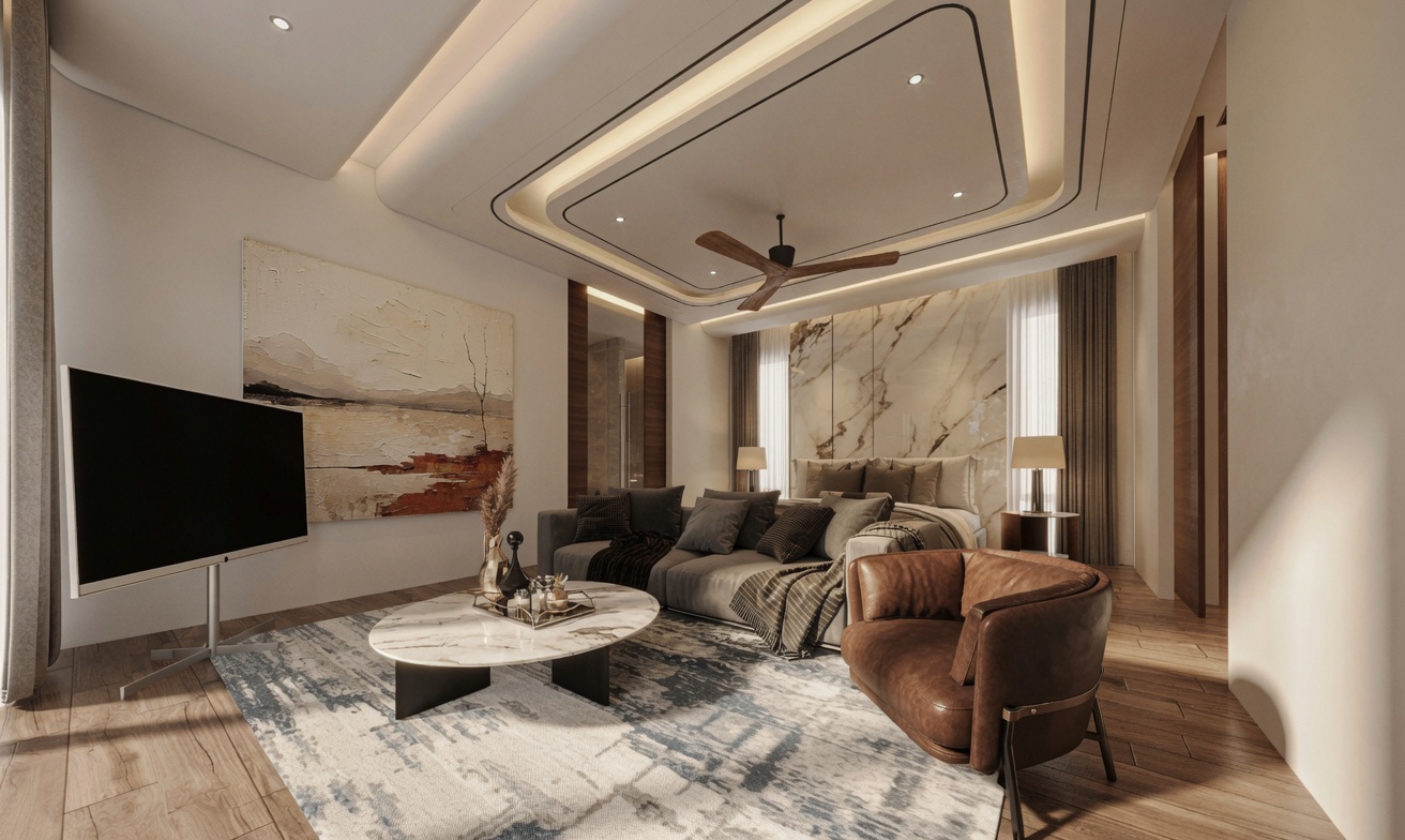 Master-Suite mit Lounge-Bereich der Sinara Pool Villa