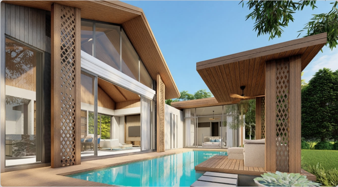 4 Bedroom Villas Next Door to Laguna Phuket – Außenansicht mit Pool