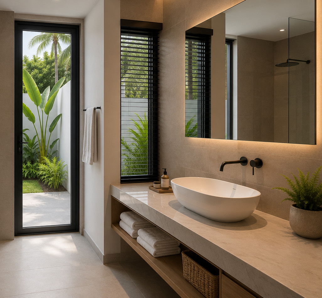 Modernes Badezimmer der Poolvilla