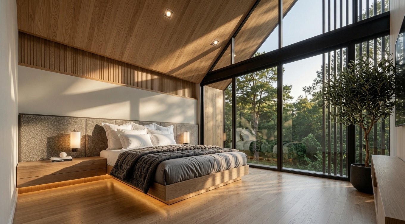 Schlafzimmer mit Blick ins Grüne