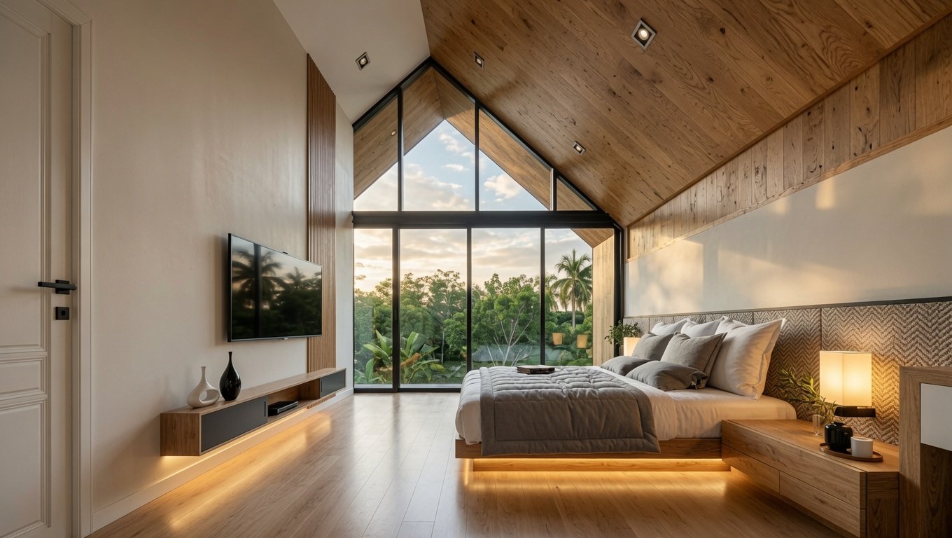 Schlafzimmer bei Sonnenuntergang